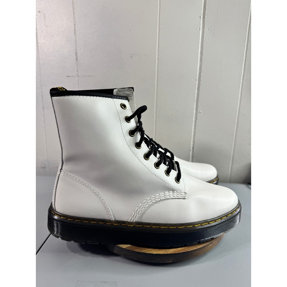 Dr. Martens Zavala Combat Boot Womens Size 10 White Good Leather Lace Up 8-Eye